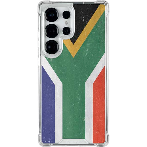 South Africa Flag Distressed Galaxy S25 Ultra Clear Case